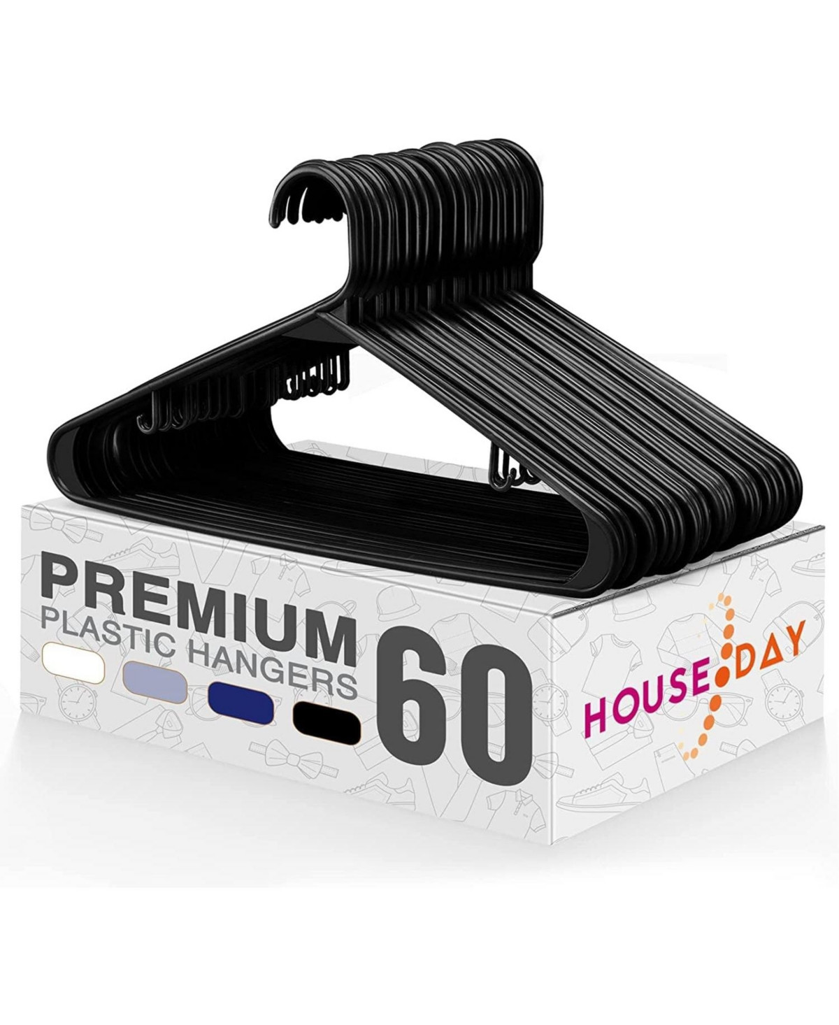 16.5x9.3 Inch Plastic Hangers 60 Pack - Black | Macy's