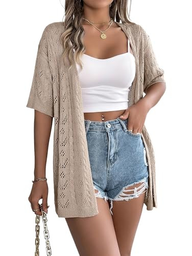 Beautiful Nomad Women's Summer Short Sleeve Crochet Cardigan Sweaters Lightweight Boho Knit Kimon... | Amazon (US)