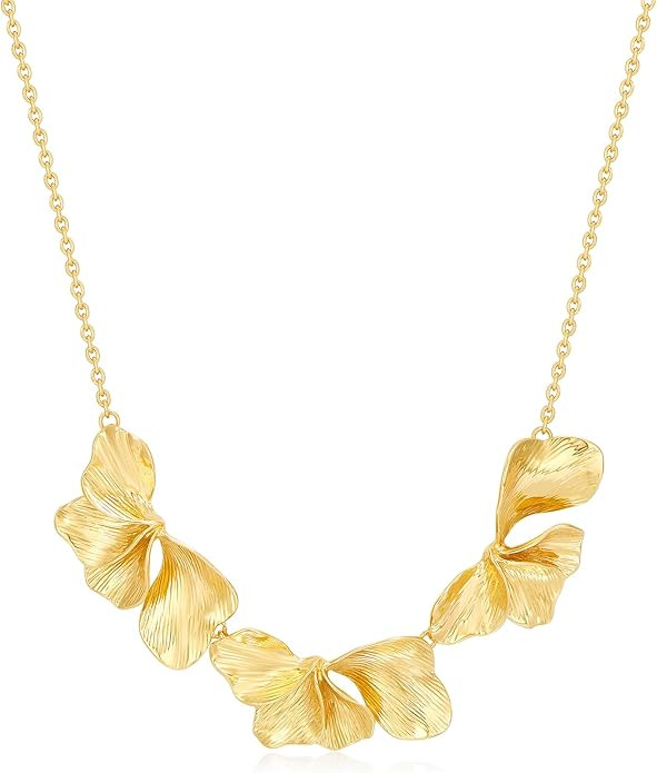 Statement Flower Necklace for Women Gold Plated Chunky Floral Collar Boho Choker Jewelry | Amazon (US)