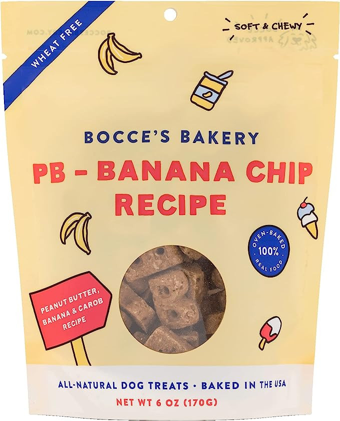 Bocce's Bakery PB Banana Chip Recipe Treats for Dogs, Wheat-Free Everyday Dog Treats, Real Ingred... | Amazon (US)