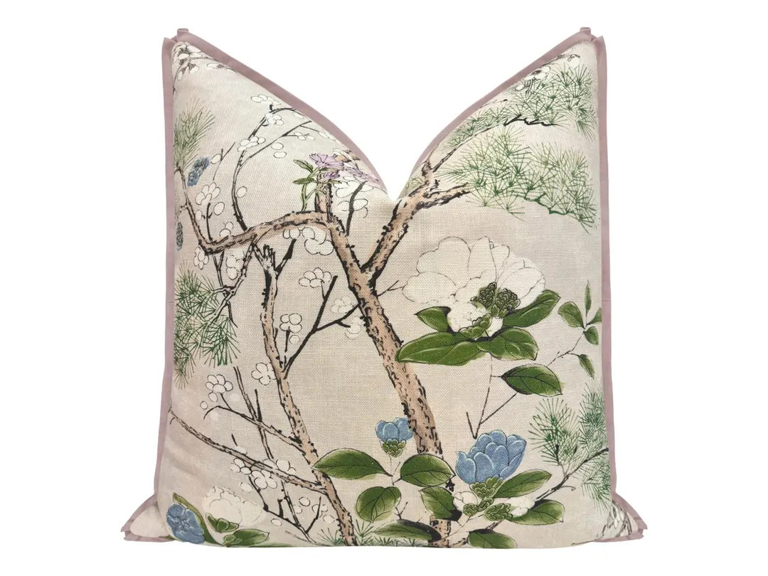 Thibaut Katsura // Cream and Lavender With Butterfly Flange | Designer | Floral & Botanical | Pur... | Etsy (Global)