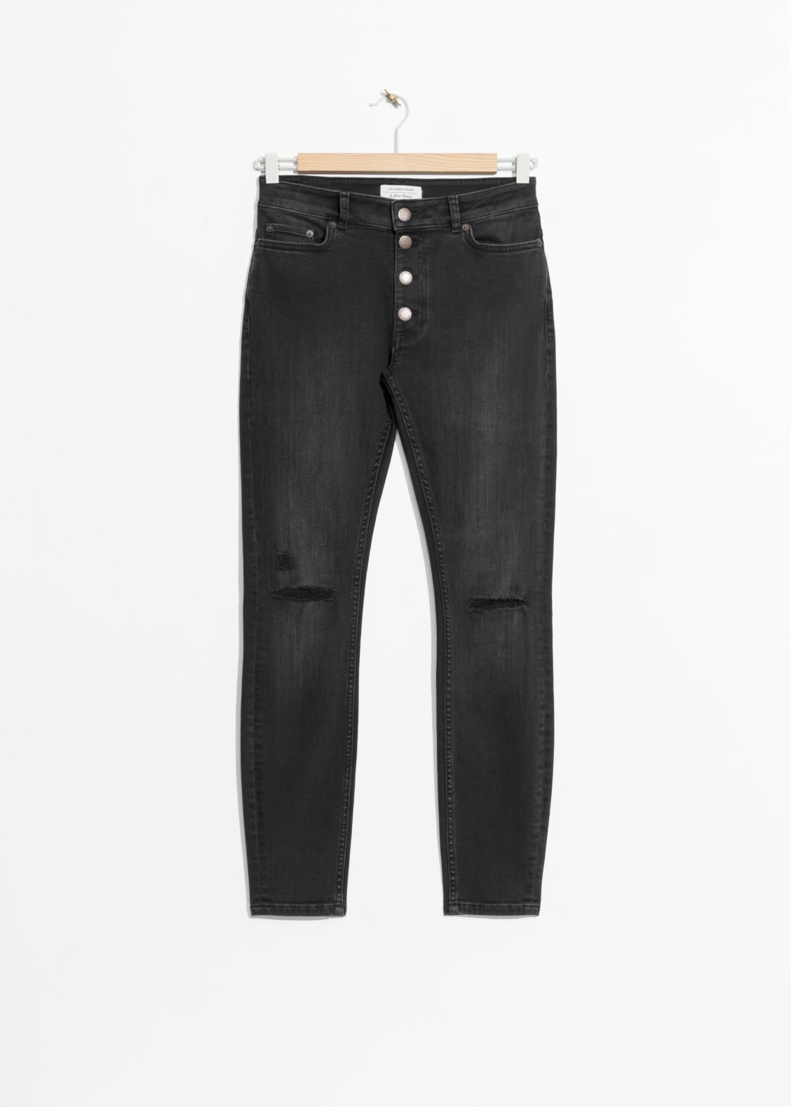 Ultra Slim Fit Button Fly Denim - Black | & Other Stories (EU + UK)