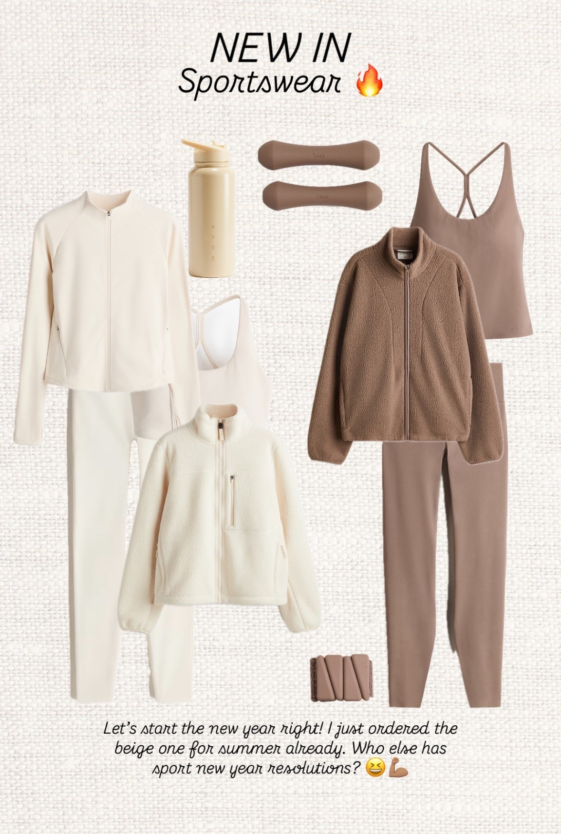 New year, new movement energy ✨ I’m loving this soft neutral sportswear moment 🤍 perfect for slow Pilates mornings, gym resets, long walks or just feeling put-together while staying comfy. The beige tones, cozy fleece layers, sculpting leggings and minimal details make this set one of those wear on repeat kind of outfits. Effortless, flattering and chic enough to grab a coffee after your workout ☕️🧘🏽‍♀️

Like this post to save it to your favourite folder and come back later to shop.

neutral sportswear, beige workout set, Pilates outfit, gym outfit women, athleisure wear, matching workout set, fleece jacket women, zip up sports jacket, seamless leggings, sports bra neutral, soft activewear, minimalist gym outfit, winter workout wear, cozy athleisure, yoga outfit women, workout essentials, neutral fitness style, everyday activewear, lounge to gym outfit, stylish sportswear

#LTKootd #LTKSeasonal #LTKfitnessgoals
