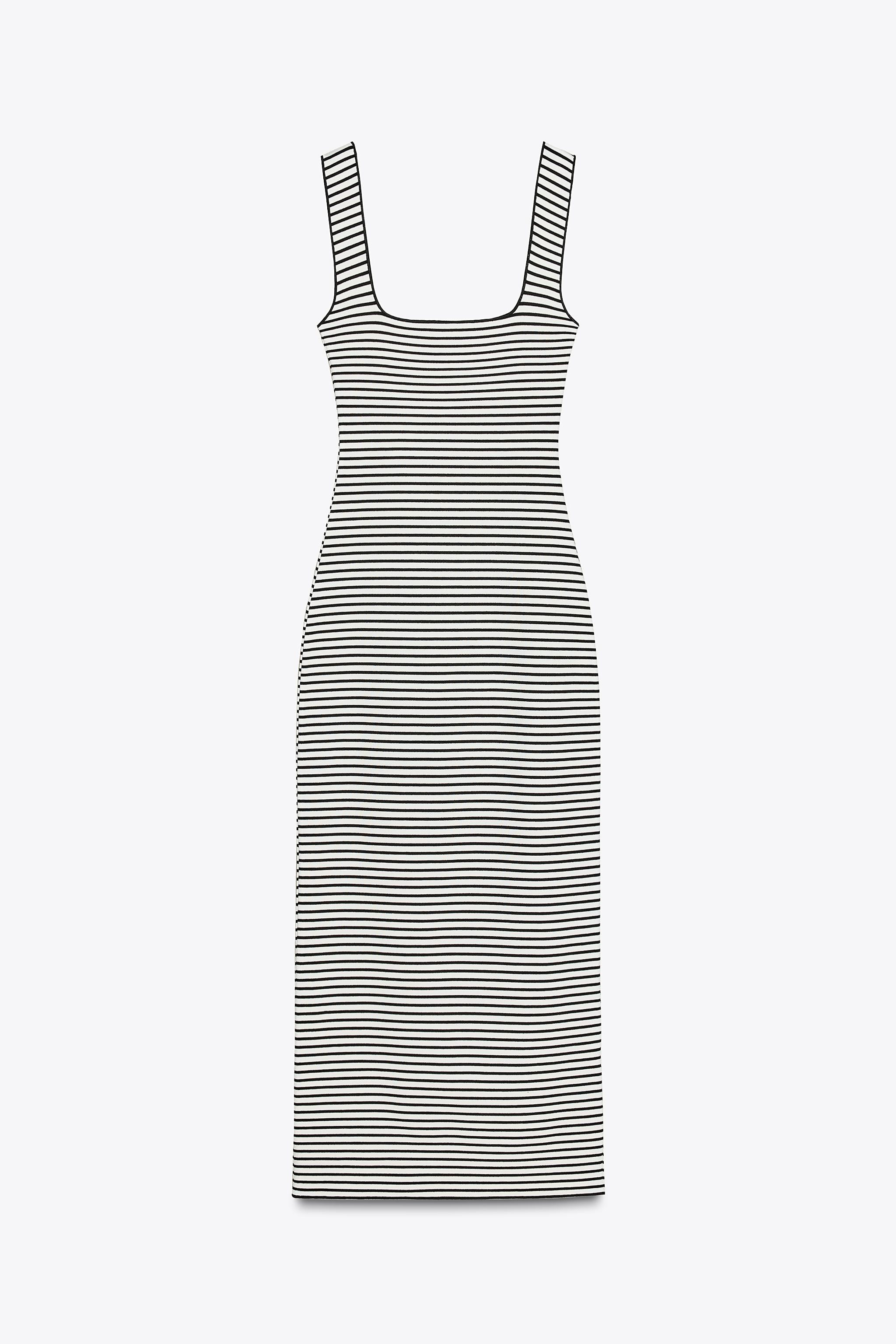 STRETCH SQUARE NECK DRESS$ 45.90 Striped Black Oyster-whiteStriped | 5584/195/105Add to cartAddMi... | Zara US