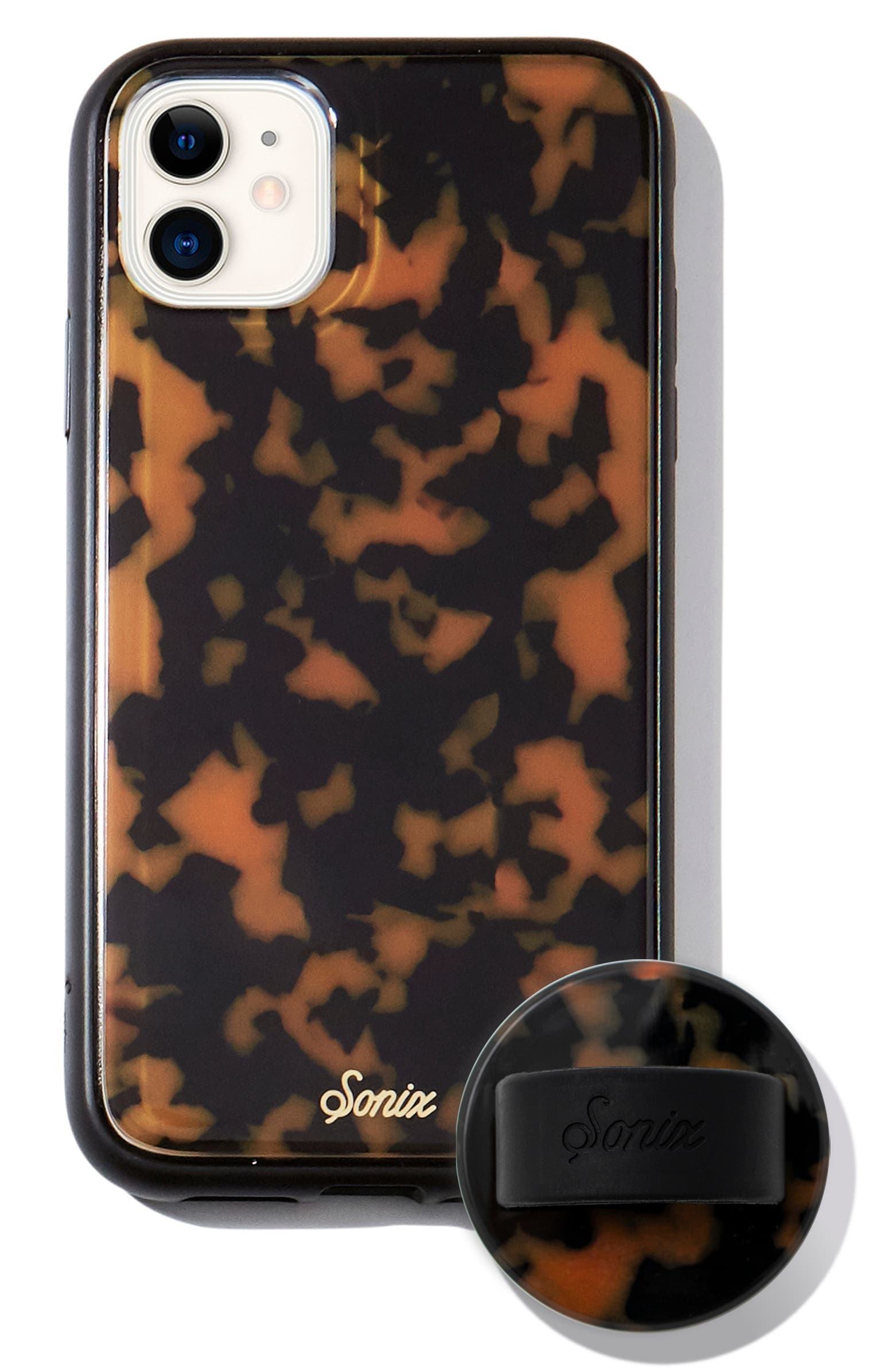 Brown Tort iPhone 11 Case & Slide Silicone Phone Ring | Nordstrom