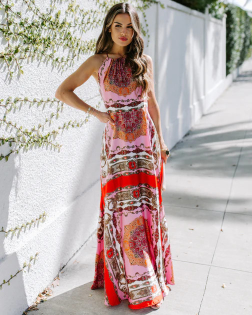 Reina Printed Halter Maxi Dress | VICI