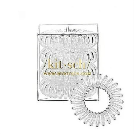 Kitsch Spiral Hair Ties, Coiled Hair Ties, Phone Cord Ponytail Holder - 4pcs, Transparent | Walmart (US)