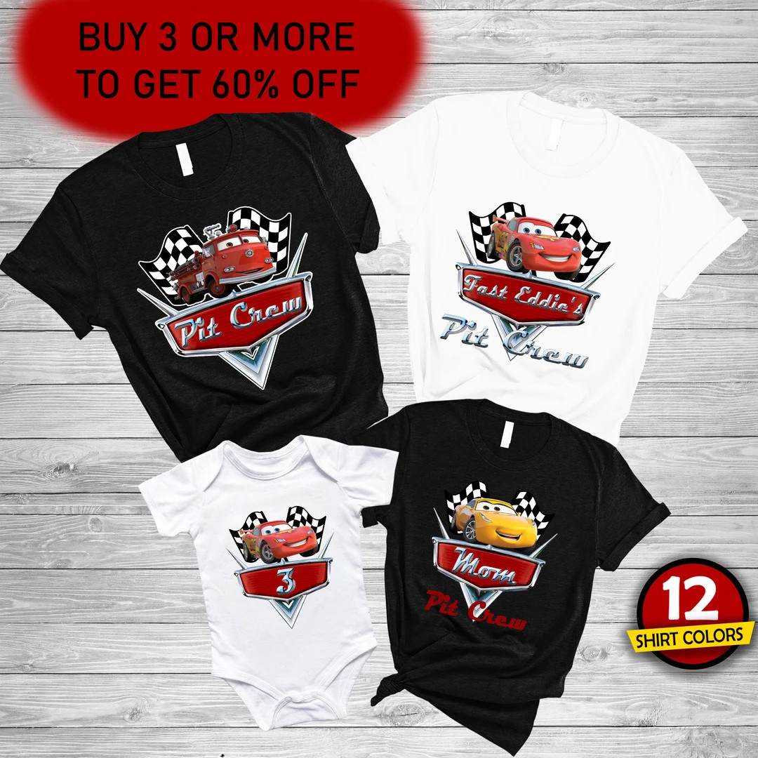 Lightning Mcqueen Birthday Girl Shirt, Cars Pit Crew Birthday Boy Shirt, Family Matching Shirt, D... | Etsy (US)