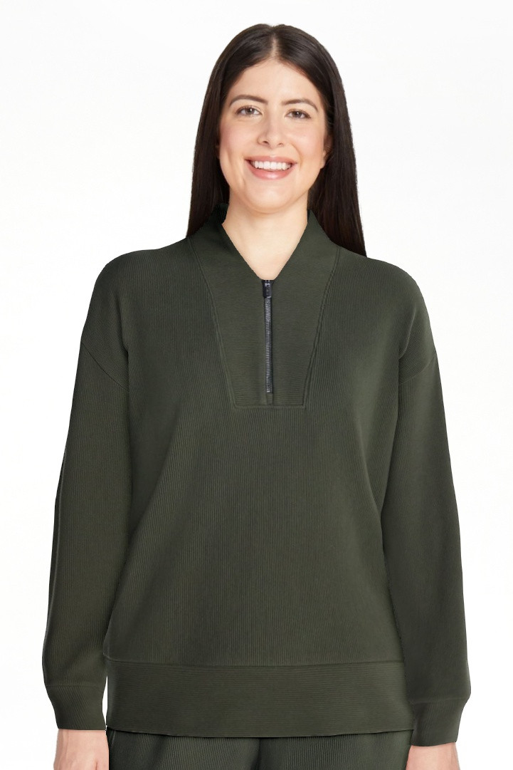 Avia Women's and Women's Plus Ribbed Ottoman Quarter Zip Sweatshirt, Sizes XS-4X | Walmart (US)