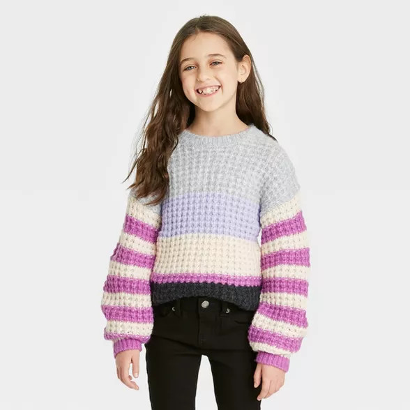 Girls' Colorblock Pullover Sweater - Cat & Jack™ | Target