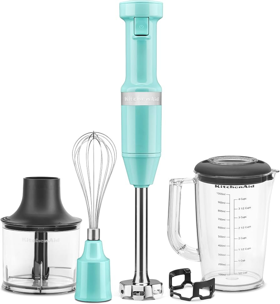 KitchenAid Variable Speed Corded Hand Blender with Accessories, Aqua Sky, KHBV83AQ | Amazon (US)