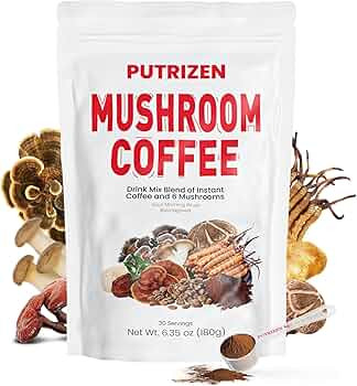 PUTRIZEN Café de hongos con 6 hongos funcionales adaptogénicos (incluyendo Reishi, melena de le... | Amazon (US)
