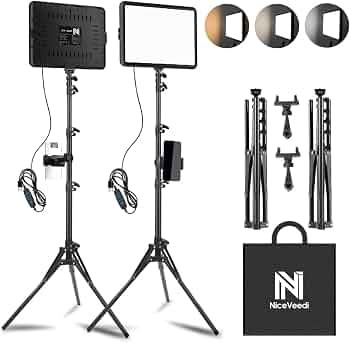 2-Pack LED Video Light Kit, NiceVeedi Studio Light, 2800-6500K Dimmable Photography Lighting Kit ... | Amazon (US)