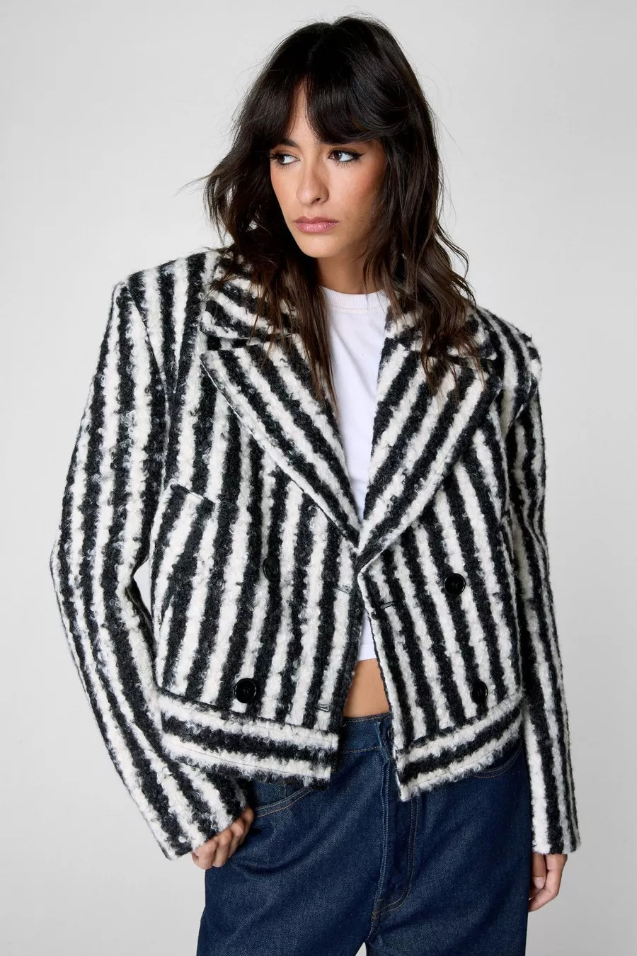Stripe Wool Look Tailored Trucker | Nasty Gal US