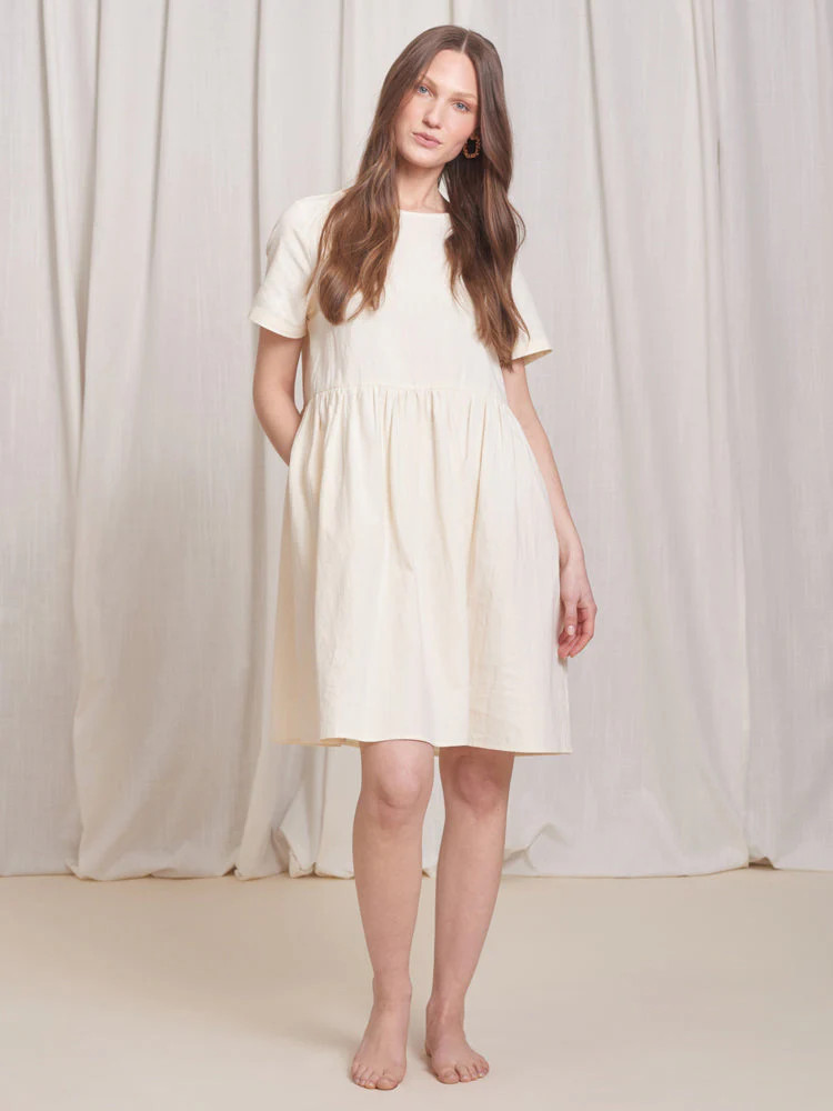 Nico Dress 2.0 Crinkle Cotton Birch | Tradlands