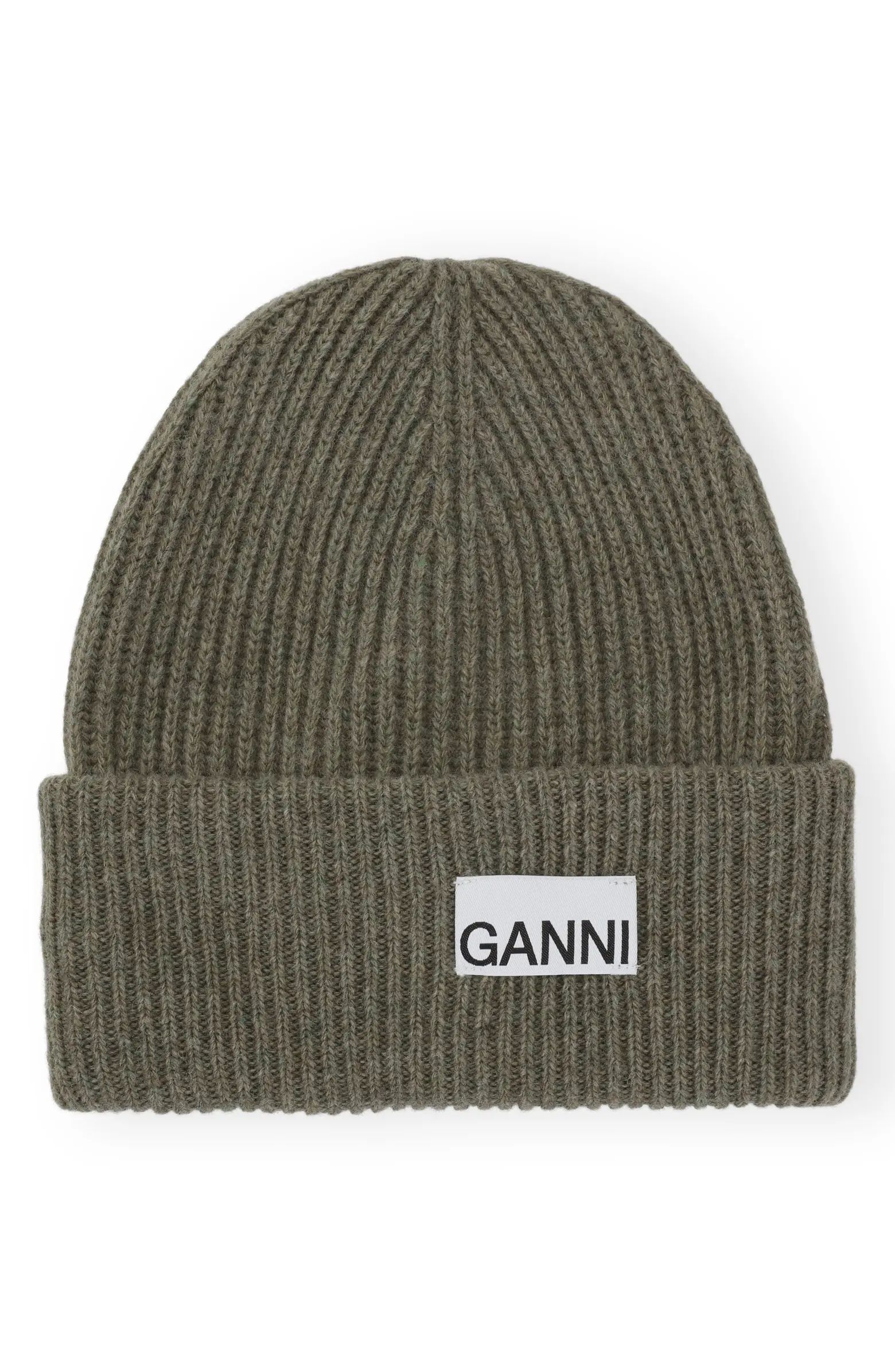 Ganni Structured Wool Blend Rib Beanie | Nordstrom | Nordstrom