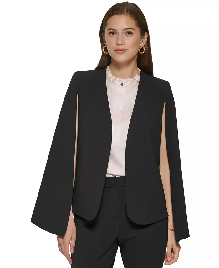 Women's Collarless Open-Front Cape-Sleeve Jacket | Macy's