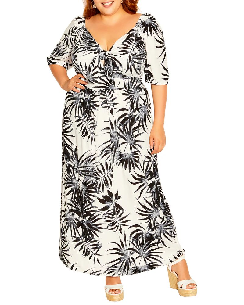 Acacia Botanical Tie Front Maxi Dress | Dia & Co