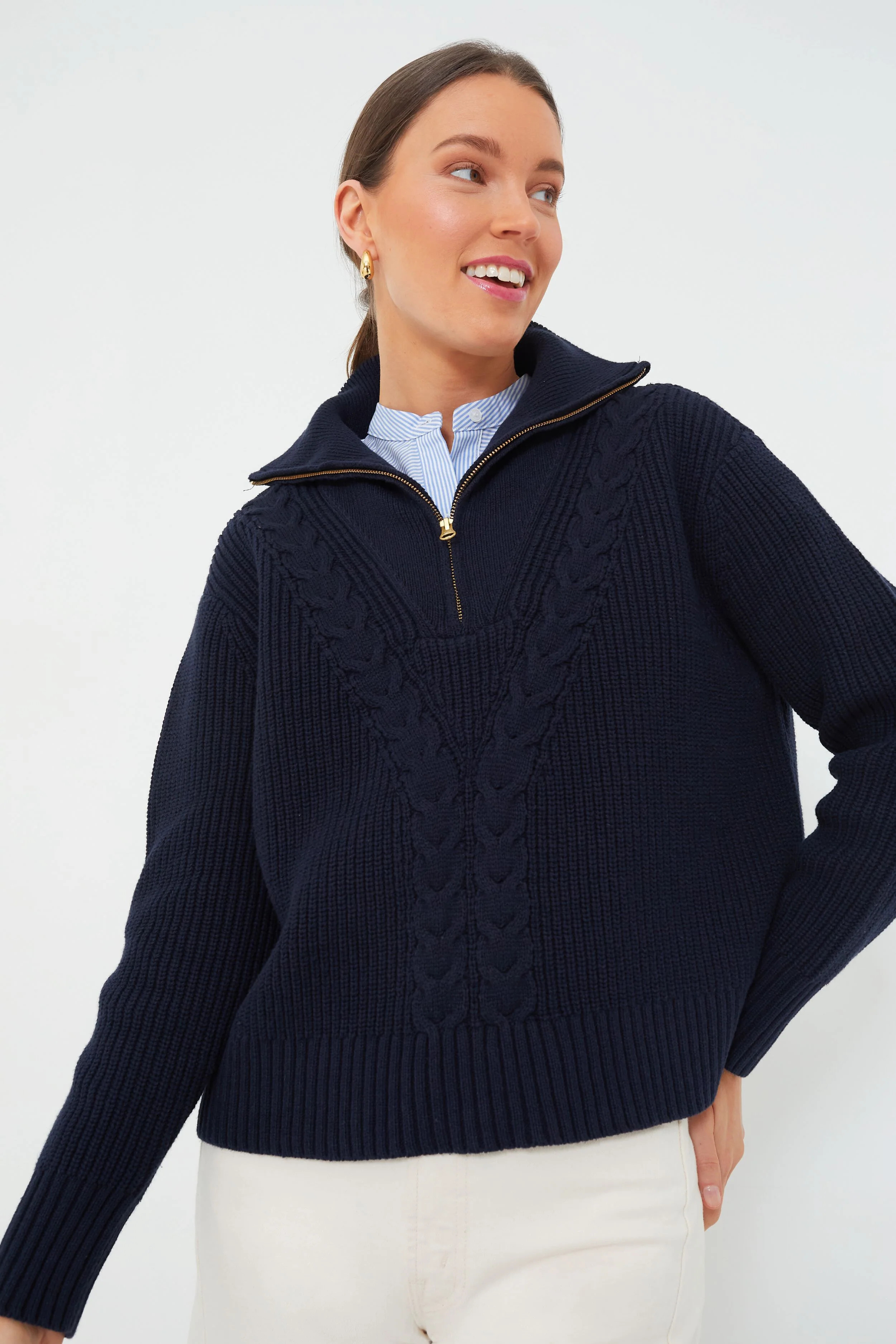 Navy Cropped Estella Quarter Zip | Tuckernuck (US)