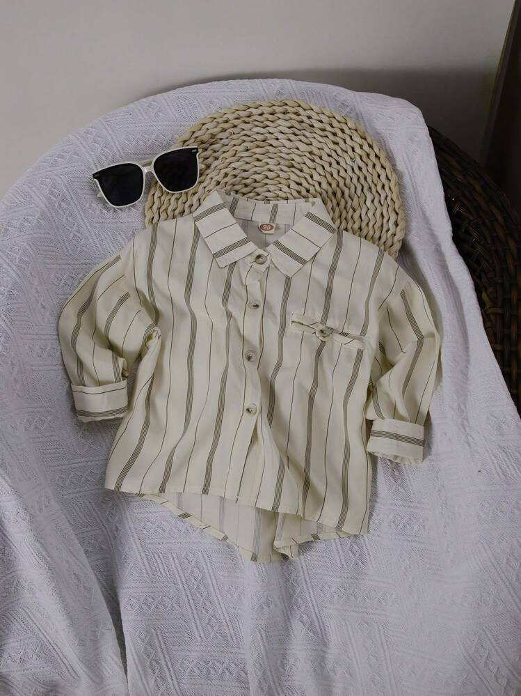 Breathable Loose Fit Striped Baby Boy Shirt, Trendy & Lightweight Fabric | SHEIN