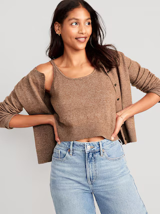 Cozy Cropped Sweater Tank Top for Women | Old Navy (US)