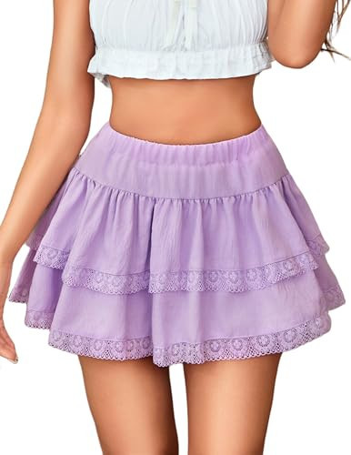 Avidlove Sexy Skirts for Women Cute Girl Y2k Short Cargo Skirt Women's Club Tennis Skort Skater A line (Lilac, Medium) | Amazon (US)