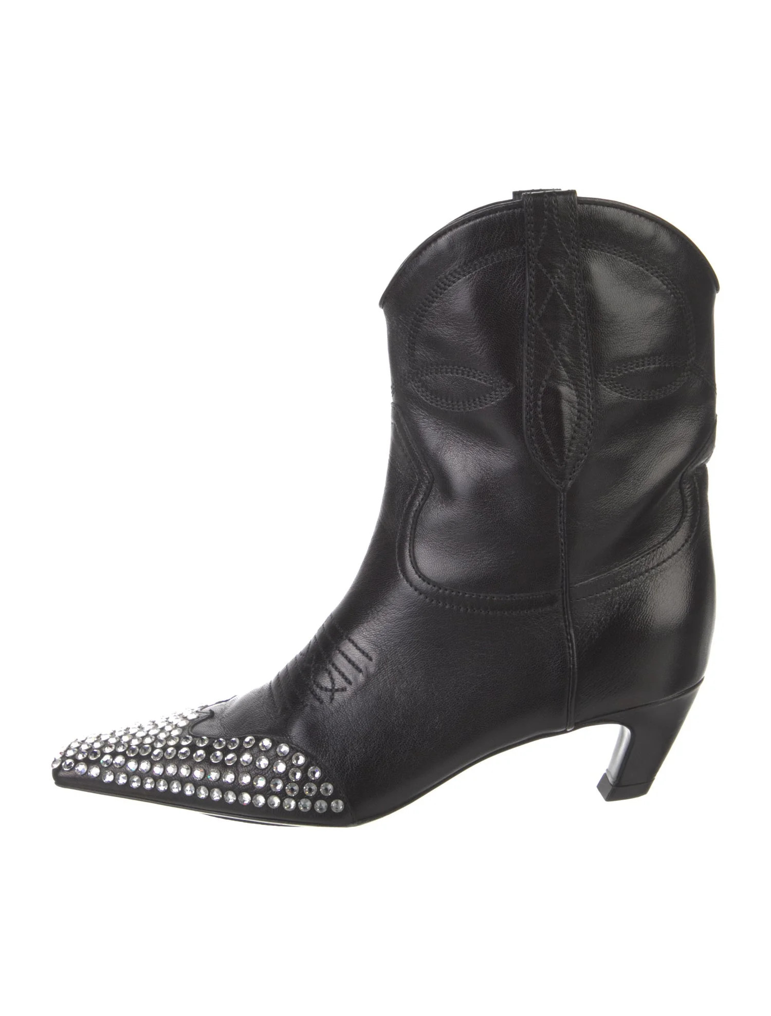 Leather Crystal Embellishments Western Boots | The RealReal