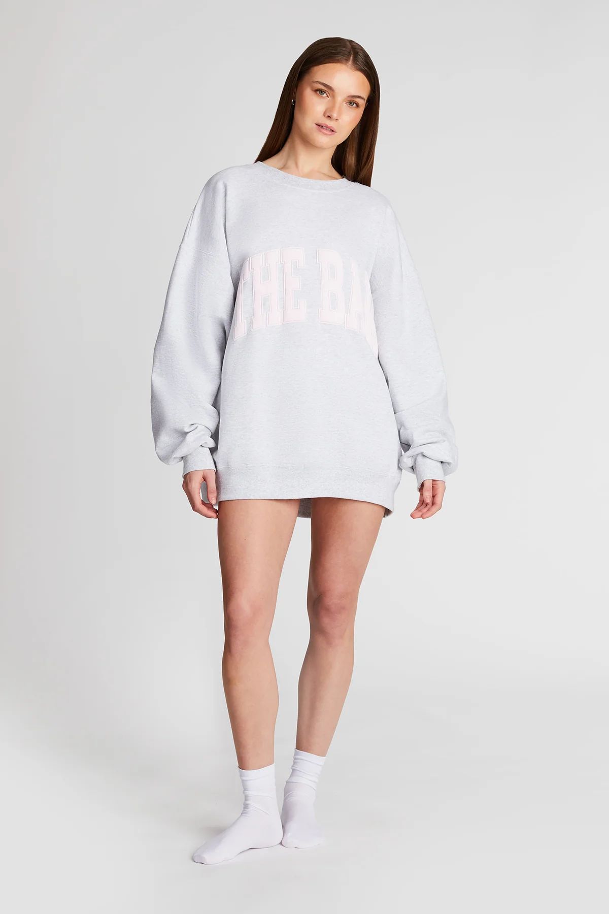 VARSITY SWEATSHIRT LT HEATHER GREY / BLUSH | The Bar