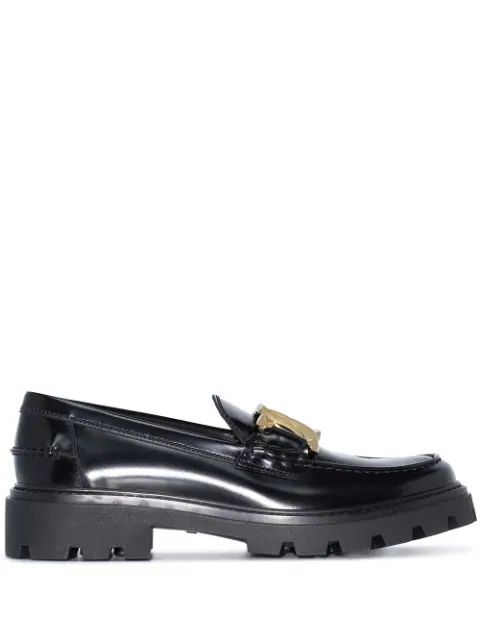 Tod's chain-detail Leather Loafers - Farfetch | Farfetch Global