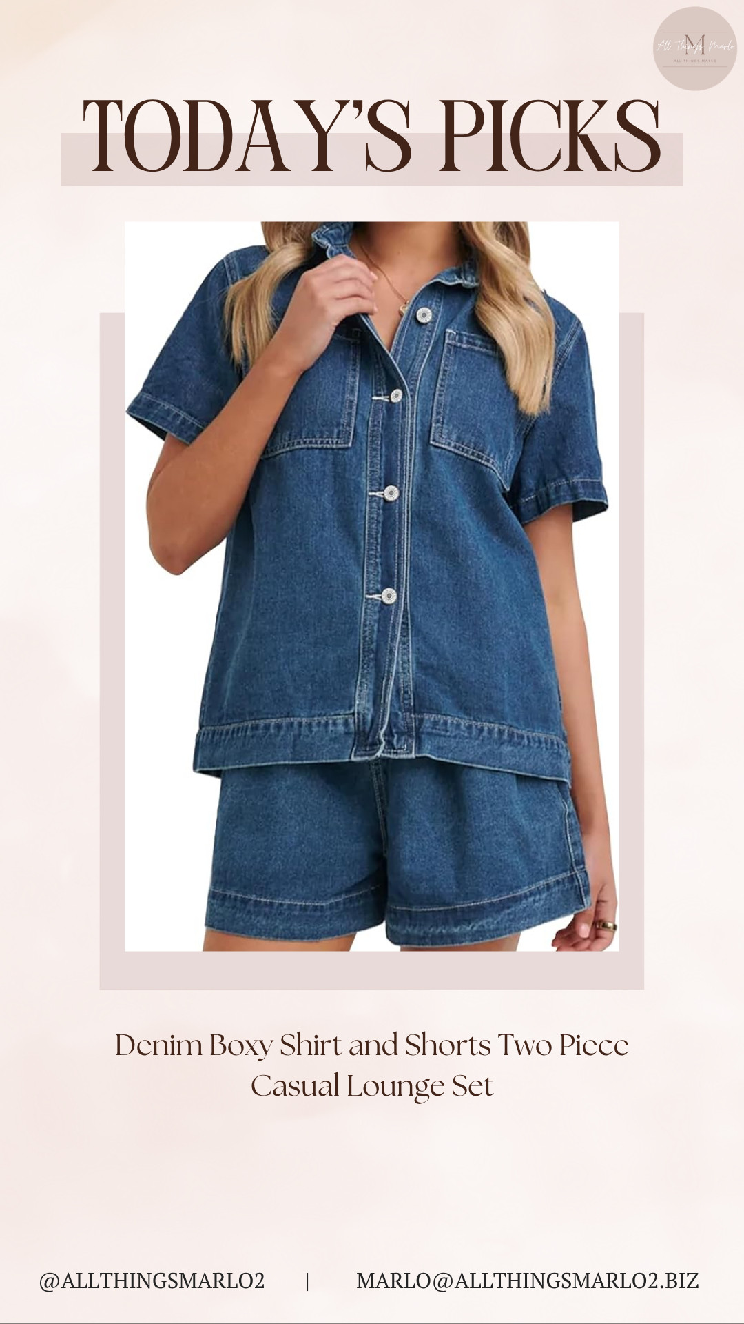 Denim Boxy Shirt and Shorts Two Piece Casual Lounge Set 

 #LTKSeasonal #LTKWorkwear #LTKTravel