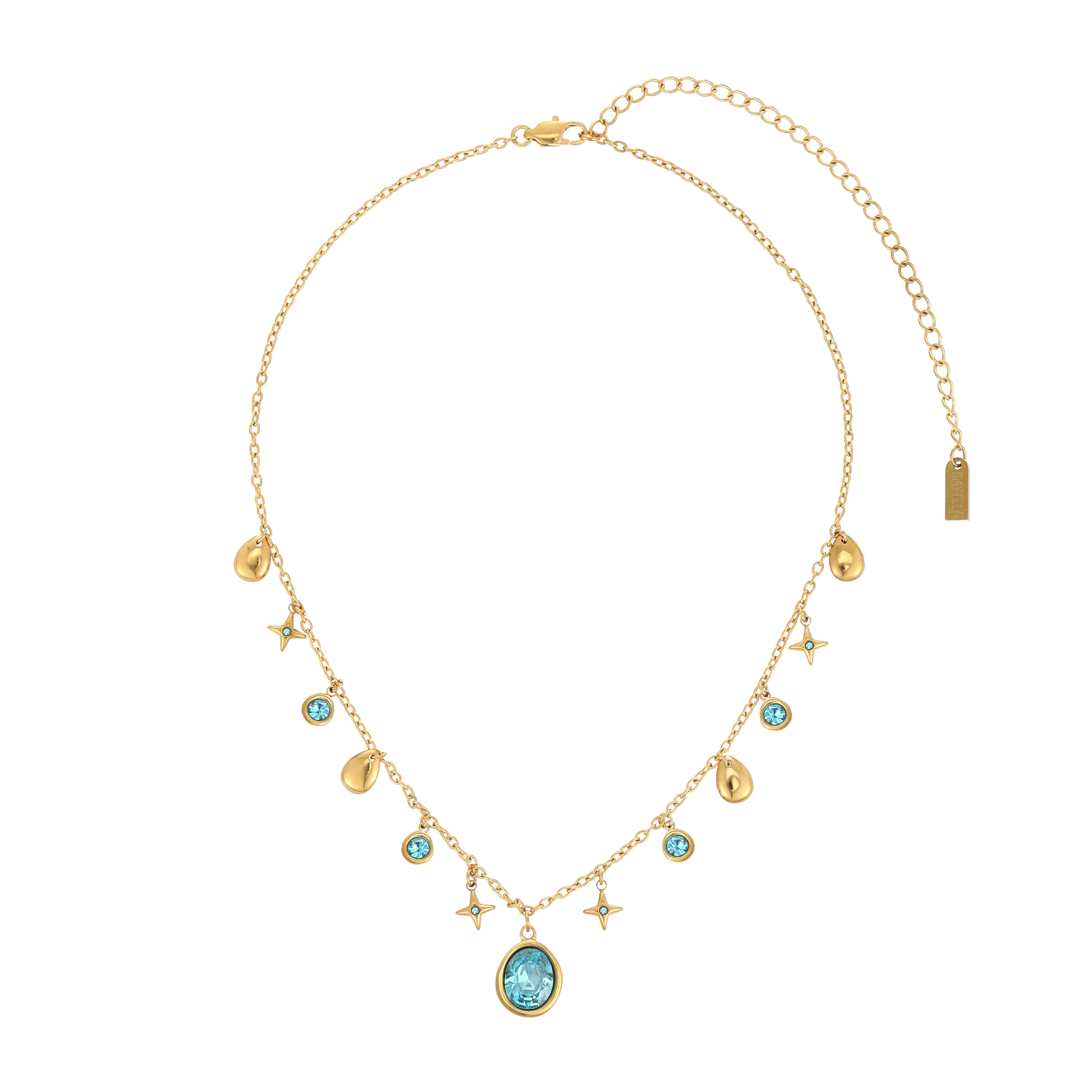 Florence Gold Turquoise Star Stacking Necklace | Bijoux De Mimi