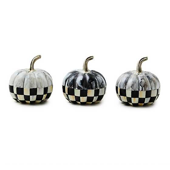 Courtly Check Marbled Mini Pumpkins, Set of 3 | MacKenzie-Childs