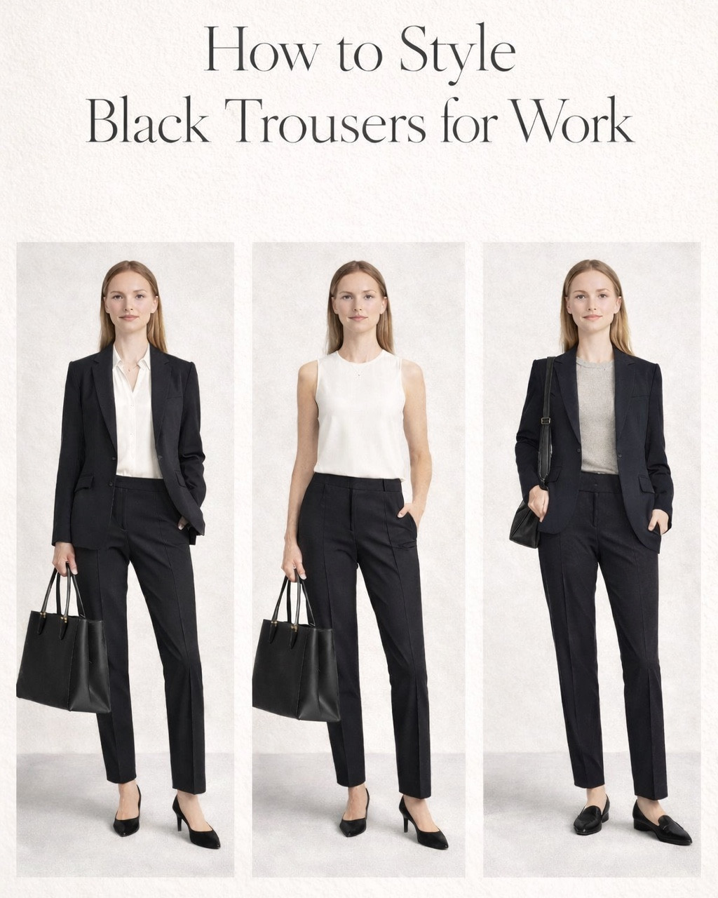 3 ways to style black trousers for work. Shop the polished outfit formulas below.

#LTKWorkwear