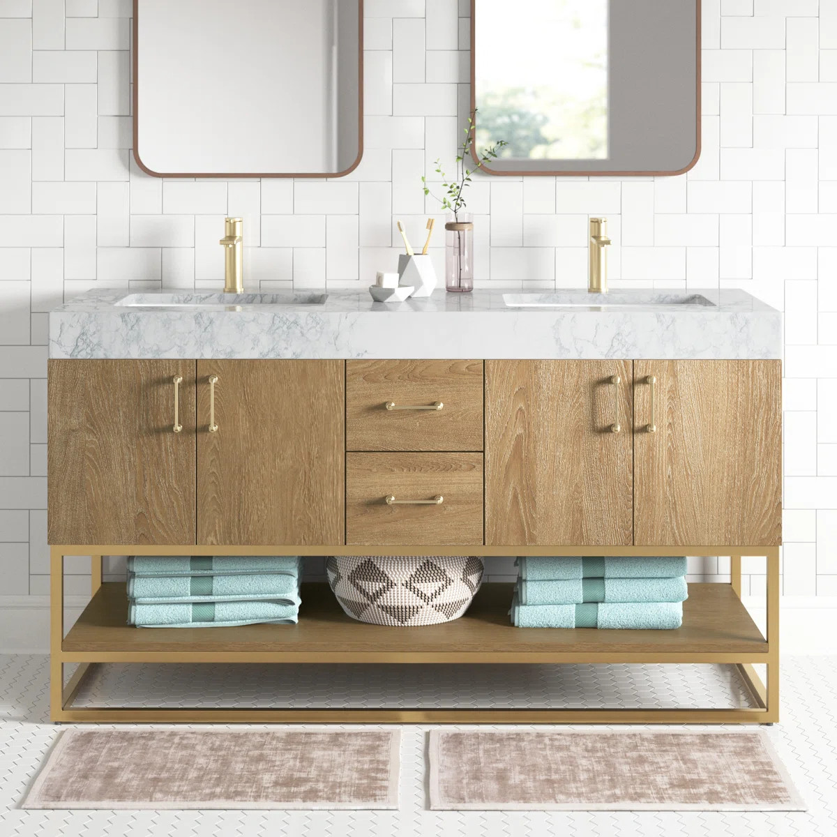 Alistair 60'' Double Bathroom Vanity with Engineered Stone Top | Wayfair North America