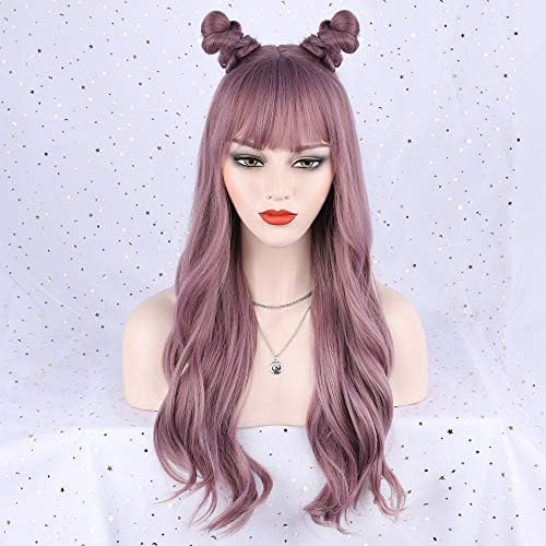 Amazon.com : FORCUTEU Purple Wig with Bangs Long Purple Wigs for Women Purple Wavy Wigs Purple He... | Amazon (US)