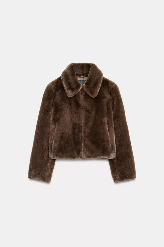 FAUX FUR SHORT COAT WITH TOGGLES | Zara UK