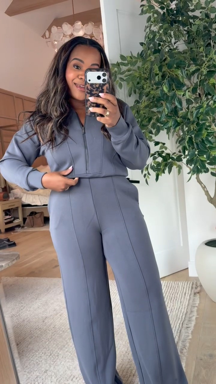Look at this jumpsuit! If you want to look slim and trim in a jumpsuit, grab this!
I love that it's a long sleeve. It's that color that I love. Easy to go to the bathroom. Their jumpsuits did not used to be like that, and that is a modification that I am so here for!! 👏🏾

#LTKgrwm #LTKootd #LTKmomlife