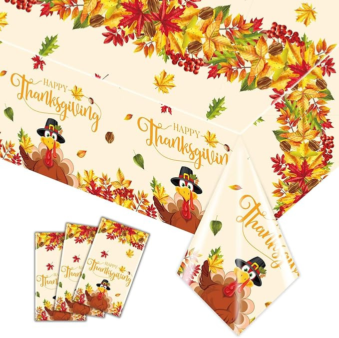 3Pack Thanksgiving Tablecloth Fall Tablecloth Disposable 54x108Inch Plastic Table Cover with Fest... | Amazon (US)