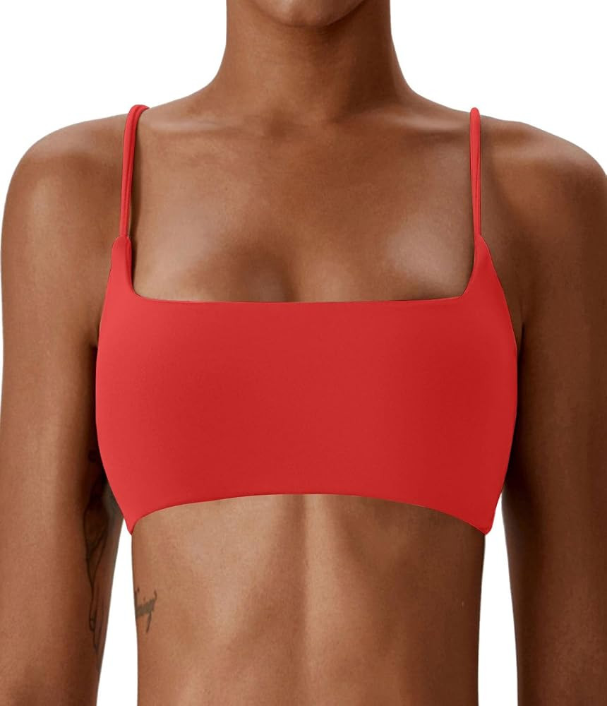 Comper Women's Sports Bras Wirefree Racerback Workout Bras Sexy Thin Straps Yoga Sport Bras with ... | Amazon (US)