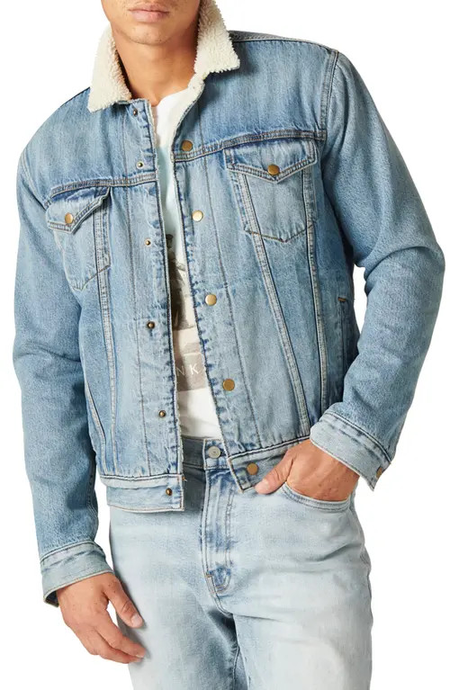 Lucky Brand Faux Shearling Lined Denim Trucker Jacket in Omak Peak at Nordstrom, Size Large | Nordstrom