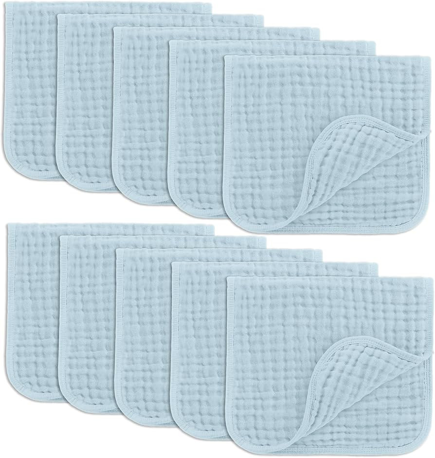 Comfy Cubs Muslin Burp Cloths 20" x 10", Pack of 10 - Large, 6-Layer, Ultra Absorbent 100% Cotton... | Amazon (US)