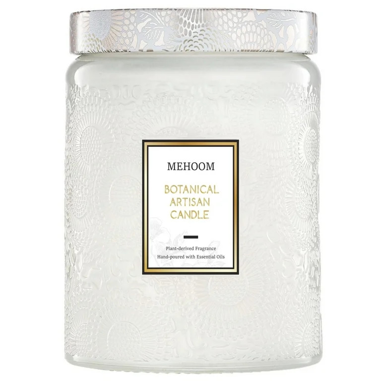 MEHOOM Green Tea & Sandalwood Wood Wick Scented Candle, 20oz Large Beeswax & Soy Blend, Clean Bur... | Walmart (US)