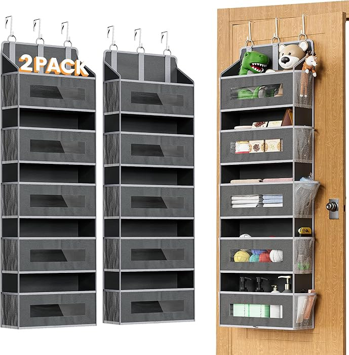 2 Packs 5-Tier Over the Door Organizer with 10 Side Mesh Pockets, 48 lbs Load Capacity, 3 Hooks D... | Amazon (US)