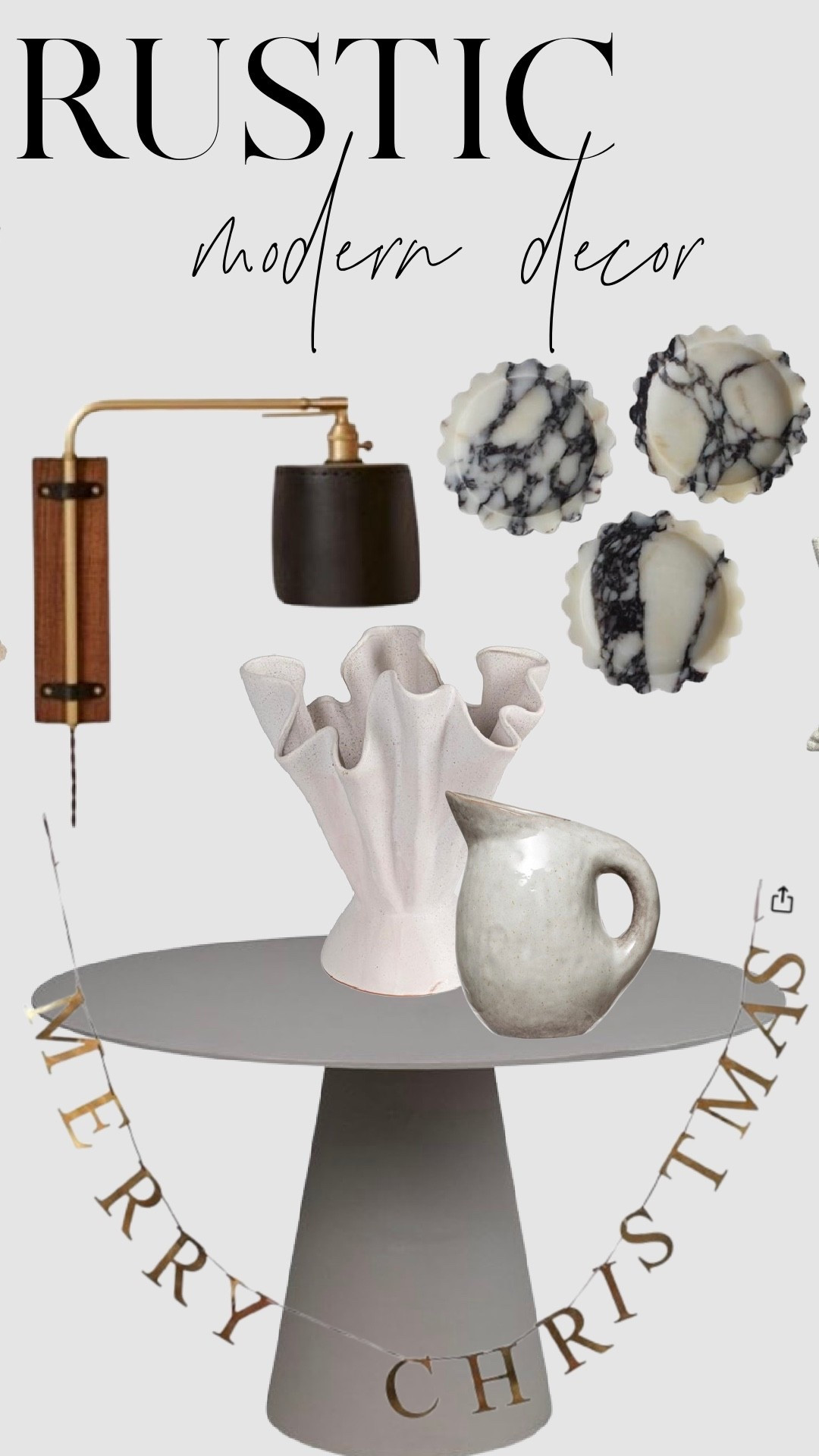 Mixing rustic textures with modern shapes is my favorite way to keep holiday decorating feeling elevated and effortless. These pieces add warmth, patina, and just the right amount of sculptural interest for a cozy, modern home. Linking everything so you can bring this rustic-modern vibe into your own space.

#LTKhome #modernrustic #neutraldecor #holidayhome #LTKfinds #LTKunder100 #homestyling #interiorinspo

#LTKSeasonal #LTKHoliday #LTKHome