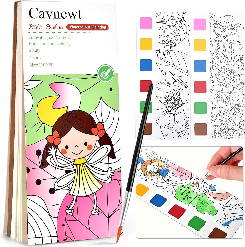 Cavnewt Watercolor Coloring Books for Kids Ages 4-8, Pocket Watercolor Painting Book Sets, Mess F... | Amazon (US)