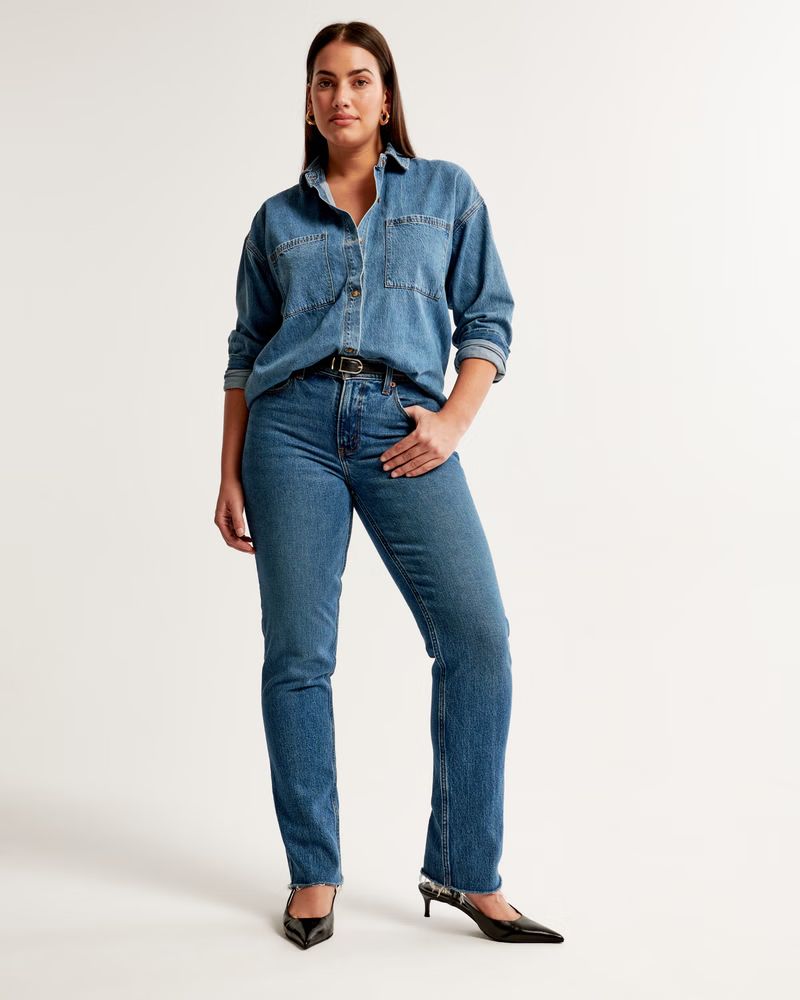 Curve Love Mid Rise 90s Straight Jean | Abercrombie & Fitch (US)