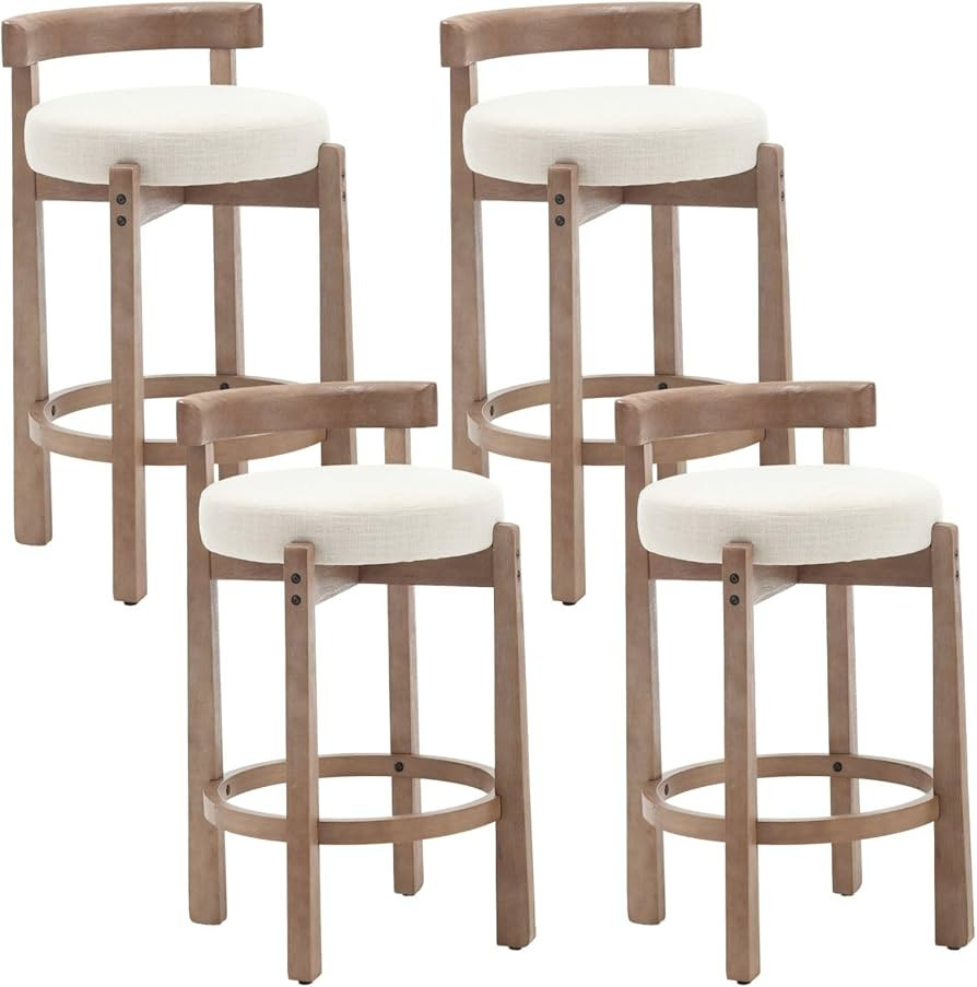 DUOMAY Modern Bar Stools Set of 4, 26" Counter Height Stools, Armless Round Wood Barstools Kitche... | Amazon (US)