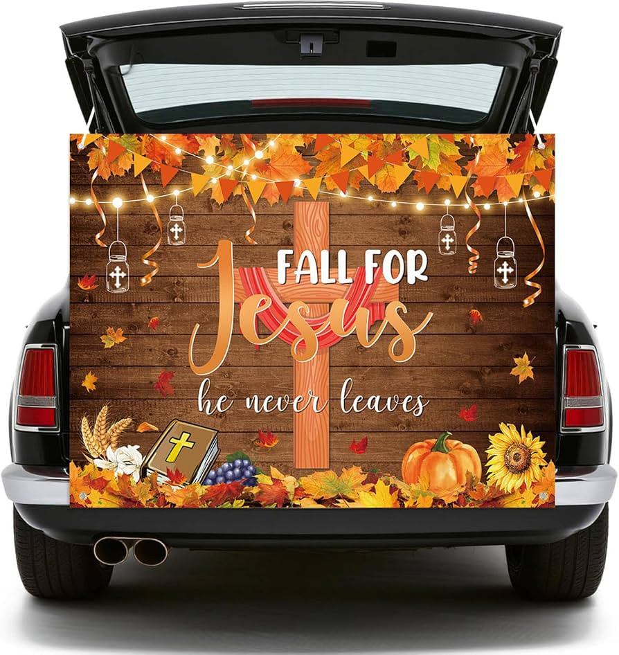 AIBIIN Fall for Jesus He Never Leaves Trunk Backdrop for Photography Autumn Pumpkin Festival Part... | Amazon (US)
