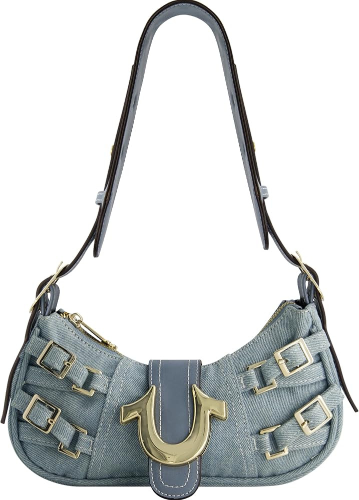 True Religion Shoulder Bag, Women's Multi-Strap Denim Handbag with Adjustable Shoulder Strap, One... | Amazon (US)