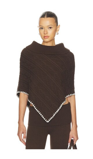 Frankies Bikinis Windswept Cotton Knit Poncho in Chocolate. - size S/M | Revolve Clothing (Global)